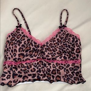 Cheetah and pink lace tank